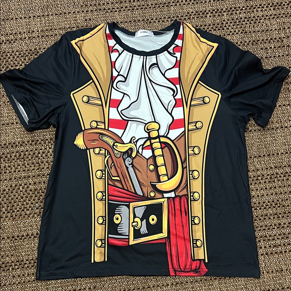 Men's Pirate Graphic T-Shirt - Black and Red